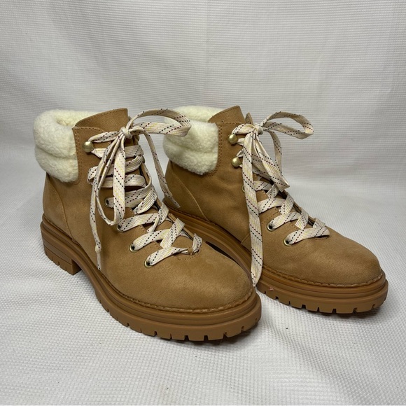 Womens So brand size‎ 8.5 faux fur lined high block lace up hiking boots - Picture 1 of 10